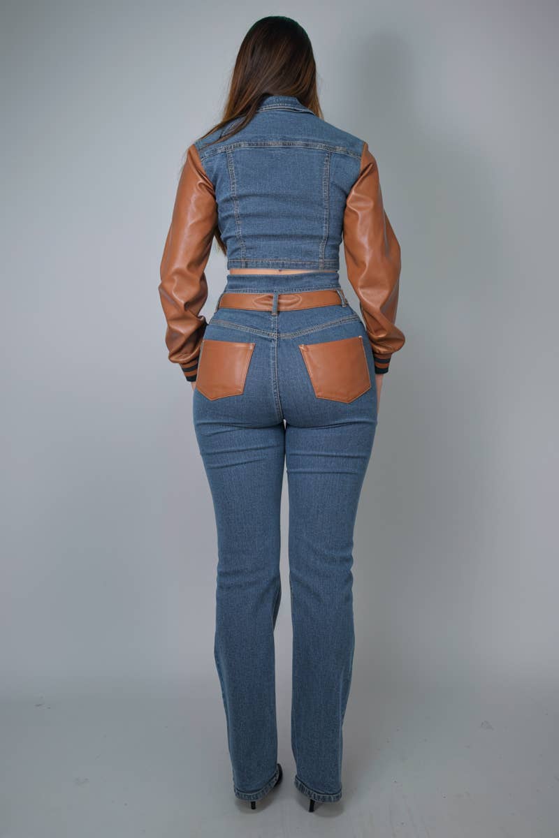 DENIM-CAMEL jean set