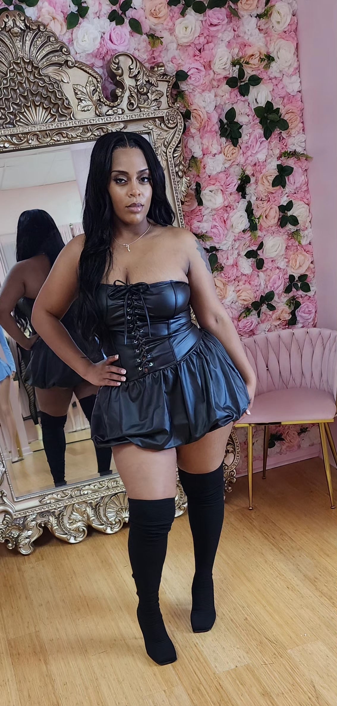 Feeling Lucky bubble leather dress
