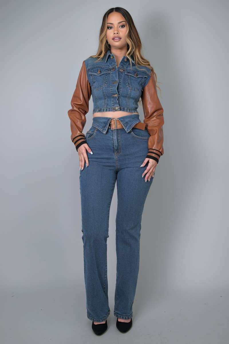 DENIM-CAMEL jean set