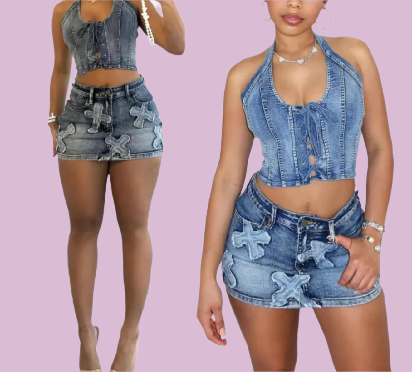 Never Met You Skirt Set (black)
