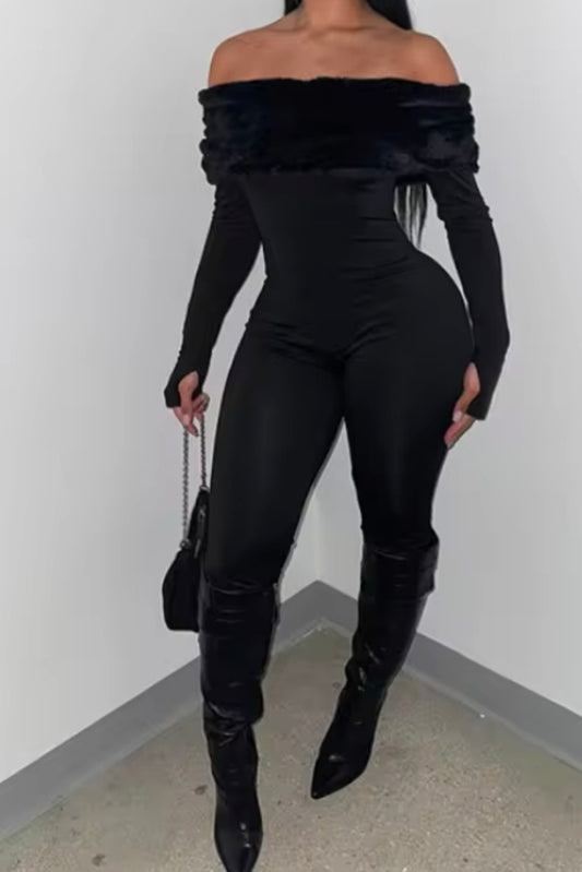 In My Bag Fur detailed jumpsuit