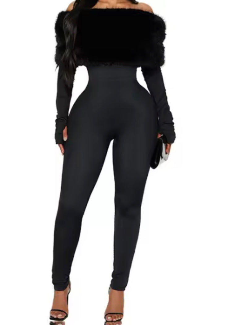 In My Bag Fur detailed jumpsuit