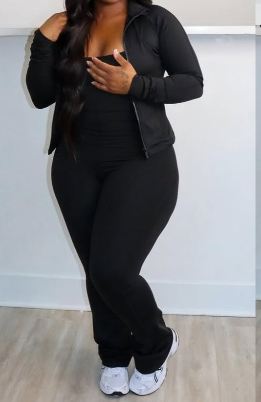 Premium active wear jacket with jumpsuit set  : Sage