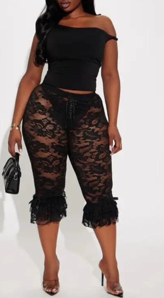 Take Your Time lace capri pants