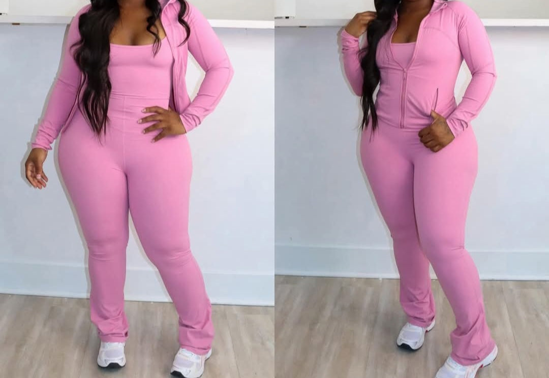 Premium active wear jacket with jumpsuit set  : Sage