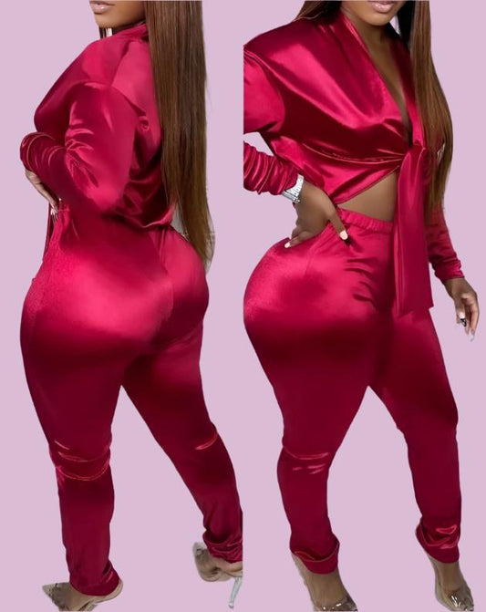 "Playing The Part" satin jumpsuit